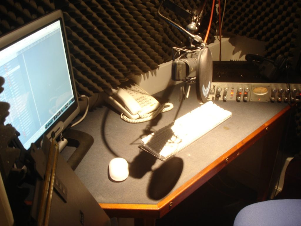 U87 microphone and Avalon 737 preamp in the booth at Jonathan Slatter Music Studio