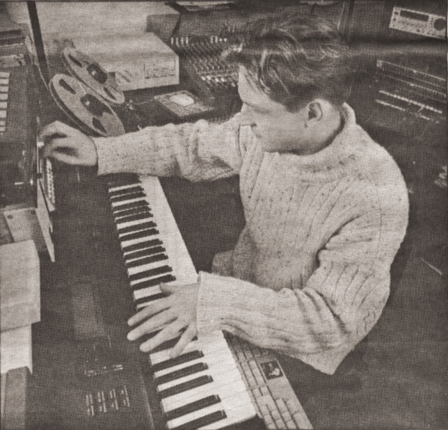 JS in studio in Devizes circa 1995, TSR8 8 track to the right, editing the Akai S1000 sample