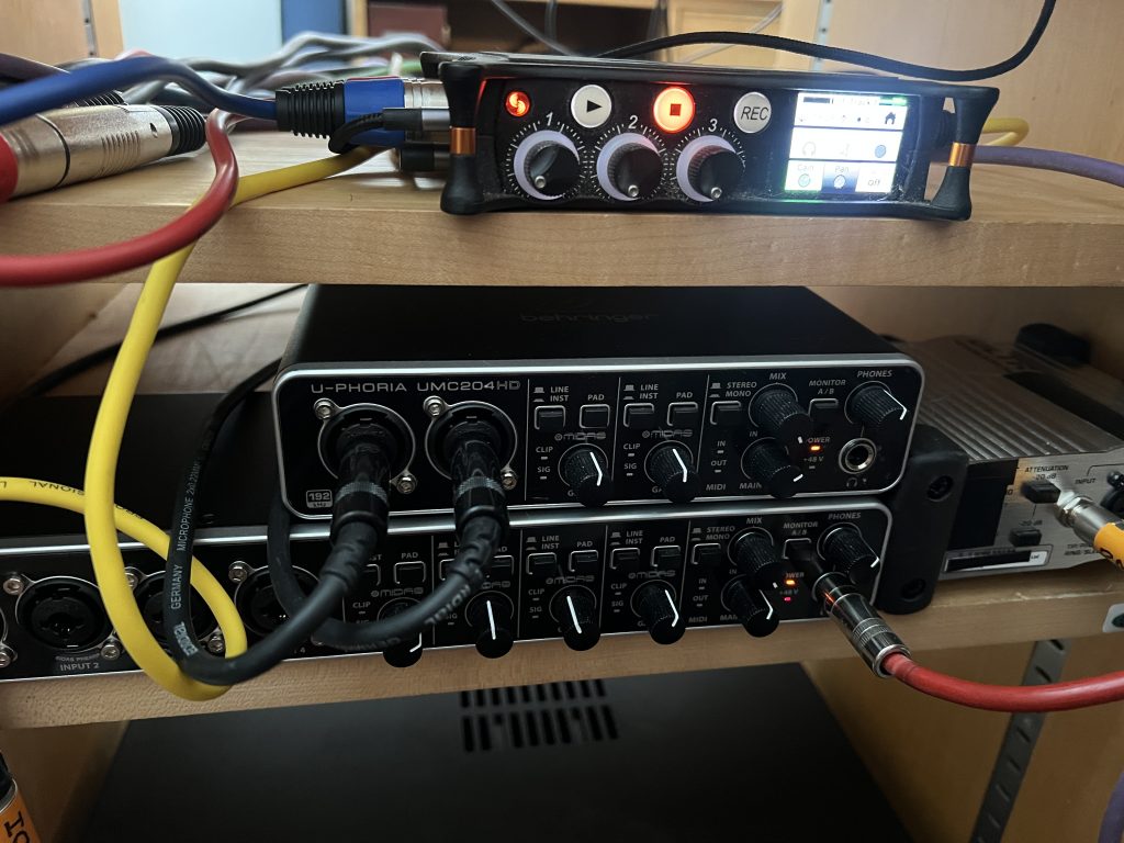 Sound Devices MixPre-3 in the studio used for 3 high quality channel inputs with Kashmir preamps