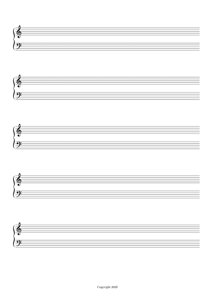 blank A4 piano score
