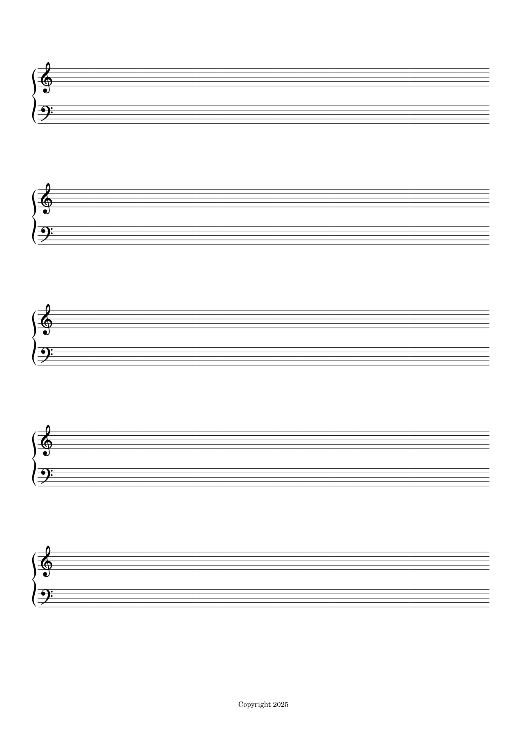 blank A4 piano score